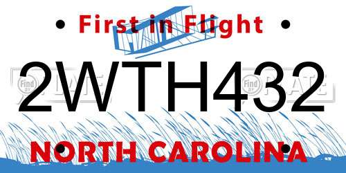 2WTH432 North Carolina License Plate