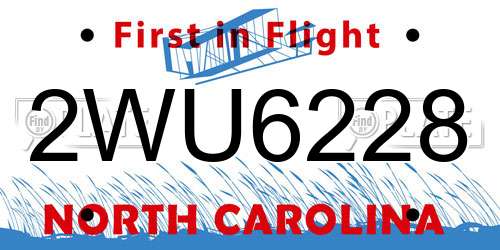 2WU6228 North Carolina License Plate