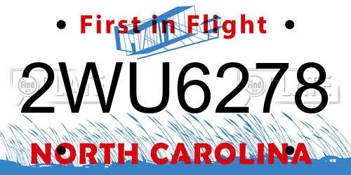 2WU6278 North Carolina License Plate