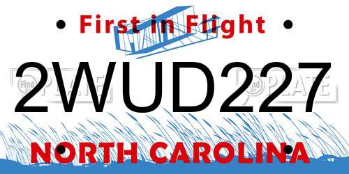2WUD227 North Carolina License Plate