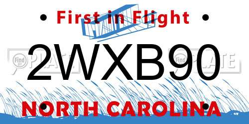 2WXB90 North Carolina License Plate