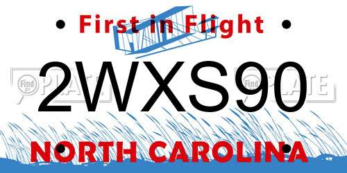 2WXS90 North Carolina License Plate