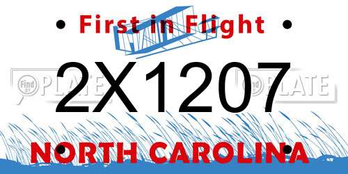 2X1207 North Carolina License Plate