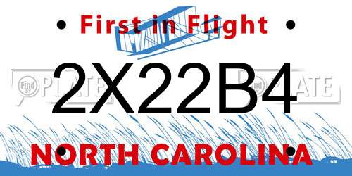 2X22B4 North Carolina License Plate