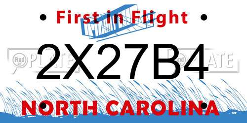 2X27B4 North Carolina License Plate