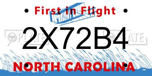 2X72B4 North Carolina License Plate