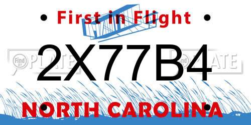 2X77B4 North Carolina License Plate