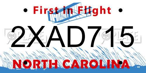 2XAD715 North Carolina License Plate