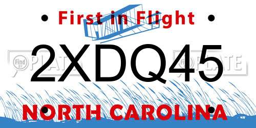 2XDQ45 North Carolina License Plate