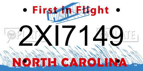 2XI7149 North Carolina License Plate