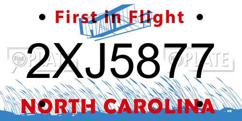2XJ5877 North Carolina License Plate