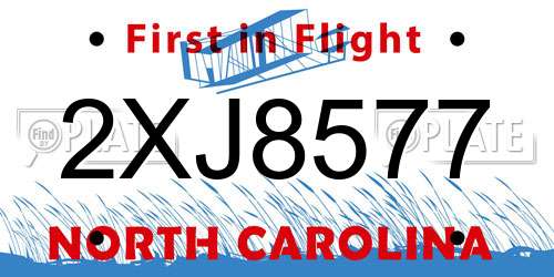 2XJ8577 North Carolina License Plate