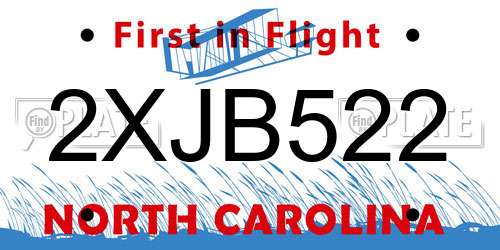 2XJB522 North Carolina License Plate