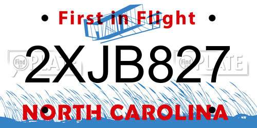 2XJB827 North Carolina License Plate