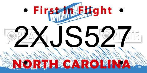 2XJS527 North Carolina License Plate
