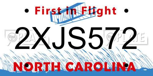 2XJS572 North Carolina License Plate