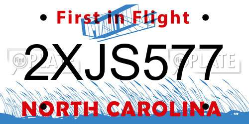2XJS577 North Carolina License Plate