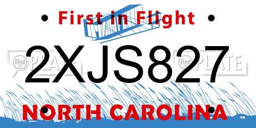 2XJS827 North Carolina License Plate