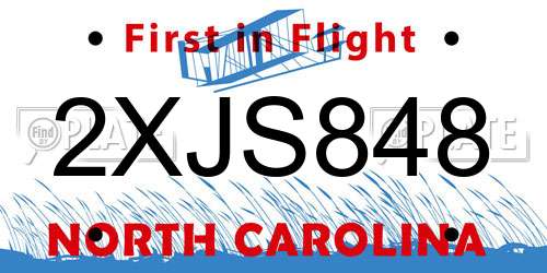 2XJS848 North Carolina License Plate