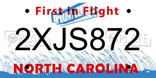 2XJS872 North Carolina License Plate
