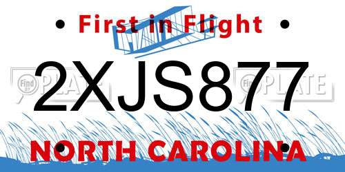 2XJS877 North Carolina License Plate