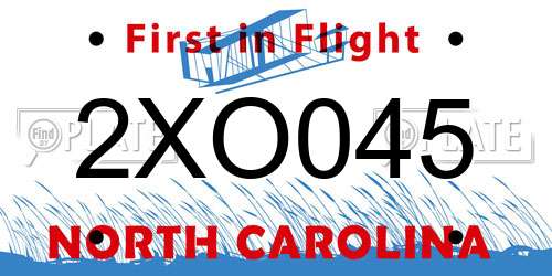 2XO045 North Carolina License Plate