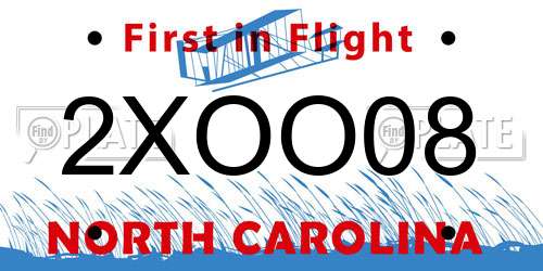 2XOO08 North Carolina License Plate