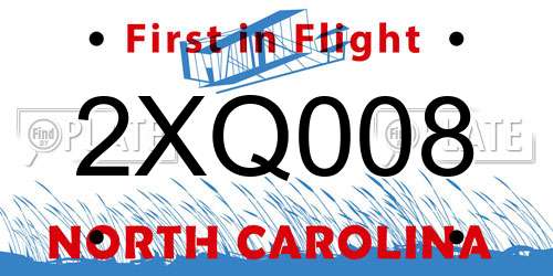 2XQ008 North Carolina License Plate