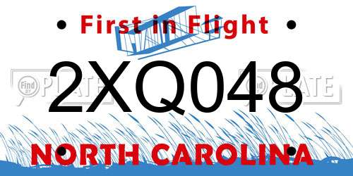 2XQ048 North Carolina License Plate