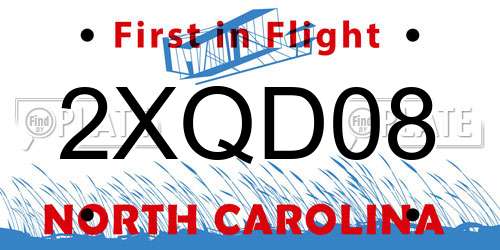 2XQD08 North Carolina License Plate