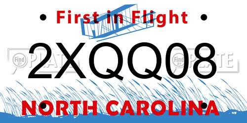 2XQQ08 North Carolina License Plate
