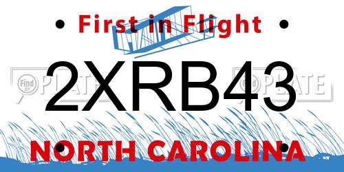 2XRB43 North Carolina License Plate