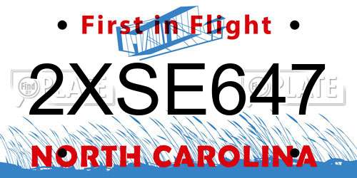 2XSE647 North Carolina License Plate