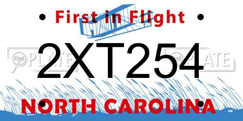 2XT254 North Carolina License Plate