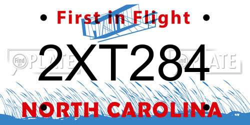 2XT284 North Carolina License Plate