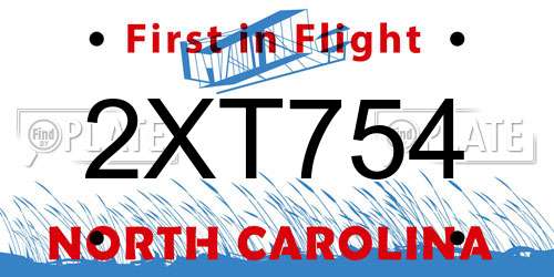 2XT754 North Carolina License Plate