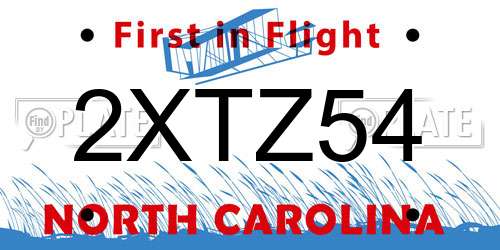 2XTZ54 North Carolina License Plate
