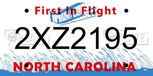 2XZ2195 North Carolina License Plate