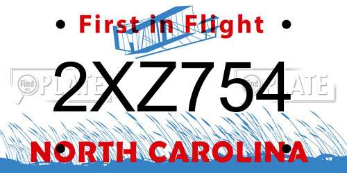 2XZ754 North Carolina License Plate