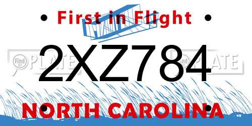 2XZ784 North Carolina License Plate