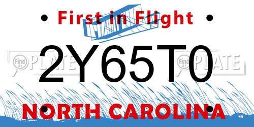 2Y65T0 North Carolina License Plate