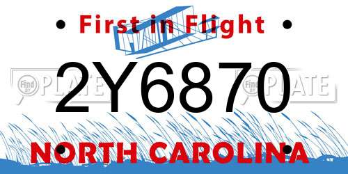 2Y6870 North Carolina License Plate