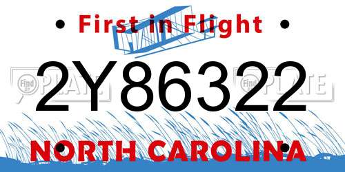 2Y86322 North Carolina License Plate