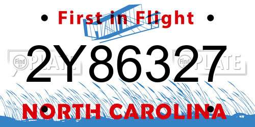 2Y86327 North Carolina License Plate