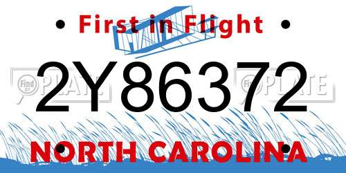 2Y86372 North Carolina License Plate