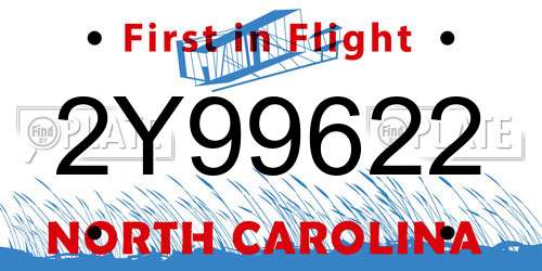 2Y99622 North Carolina License Plate