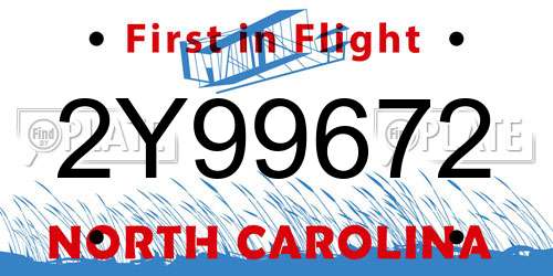 2Y99672 North Carolina License Plate