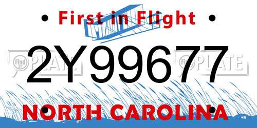 2Y99677 North Carolina License Plate