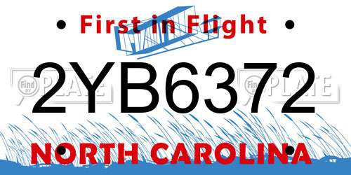 2YB6372 North Carolina License Plate
