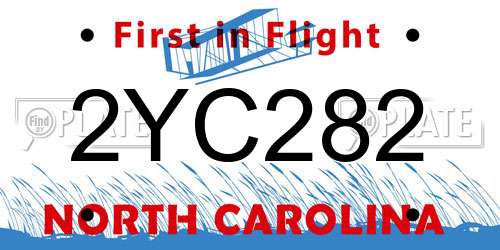 2YC282 North Carolina License Plate